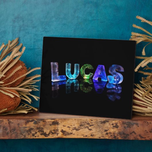 Plaque Photo Le nom Lucas en lumières 3D (photo) (Côté)
