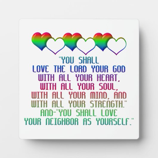 Plaque Photo Le plus grand commandement (Devant)