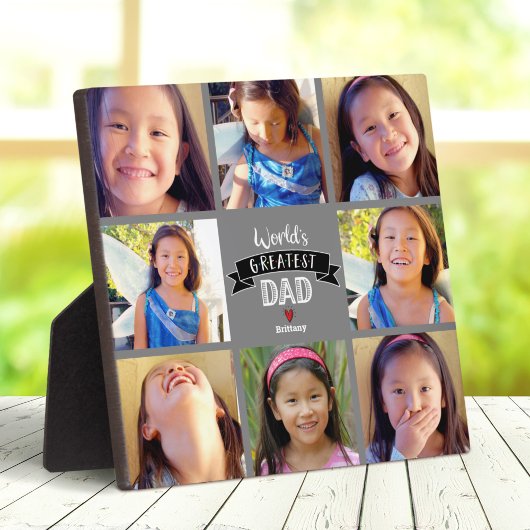 Plaque Photo Le plus grand papa du monde Moderne 8 Photo Collag