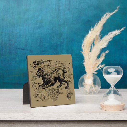 Plaque Photo Leo Constellation Map Hevelius 1690 sur Taupe (Insitu)