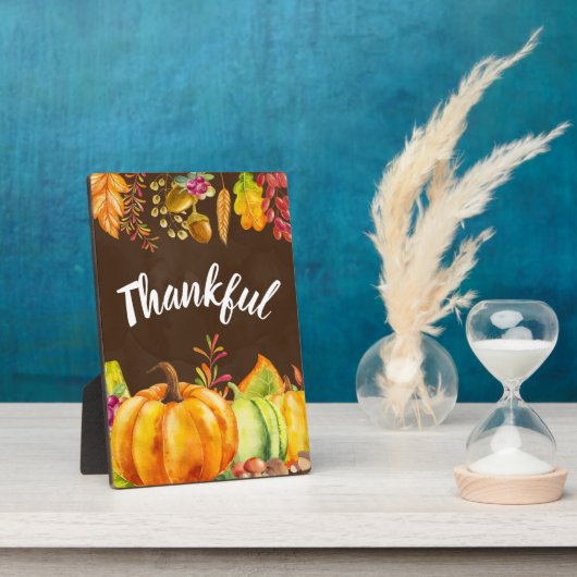 Plaque Photo Les Citrouilles de récolte et les feuilles d'autom (Côté)