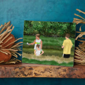 Plaque Photo Les enfants pêchent dans l'étang local (Côté)