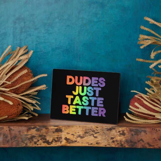 Plaque Photo Les mecs goûtent mieux Gay pride arc-en-ciel LGBTQ (Côté)