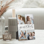 Plaque Photo Les petits font la vie grand | Quatre photos<br><div class="desc">Créez un cadeau sucré pour une grand-mère ou un grand-père bien-aimés avec cette belle plaque photo collage. "Les petits-enfants font grandir la vie" apparaît dans le centre en lettres de calligraphie noir et gris. Customisez avec 4 photos de leurs petits-enfants.</div>