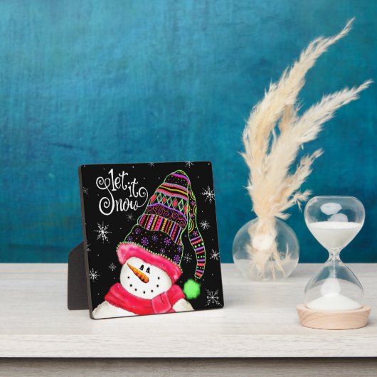 Plaque Photo ‘Let it Snow’ mignon Snowman (Insitu)