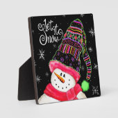 Plaque Photo ‘Let it Snow’ mignon Snowman (Recto)