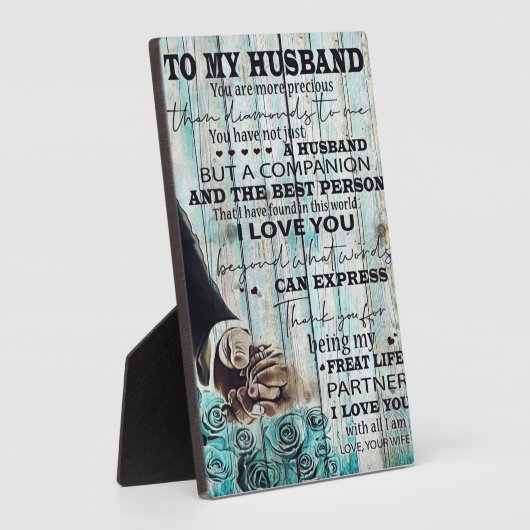Plaque Photo Lettre à mon mari | Beau Cadeau Pour Mari (Côté)