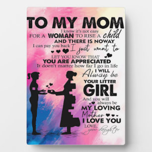 Plaque Photo Lettre adorable à maman   Joli cadeau à ma mère
