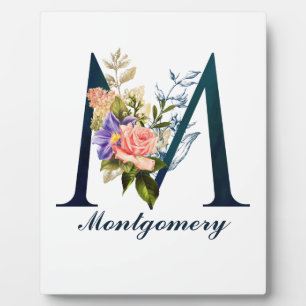 Plaque Photo LETTRE M MONOGRAPHIQUE Florale FLASTIQUE