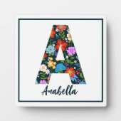 Plaque Photo Lettre monogramme A Tabletop Fleurs d'art populair (Devant)