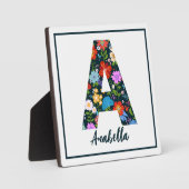 Plaque Photo Lettre monogramme A Tabletop Fleurs d'art populair (Recto)