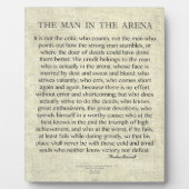 Plaque Photo L'homme dans l'arène citation de Theodore Roosevel (Devant)