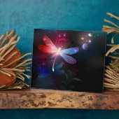 Plaque Photo libellule rouge brillante (Côté)