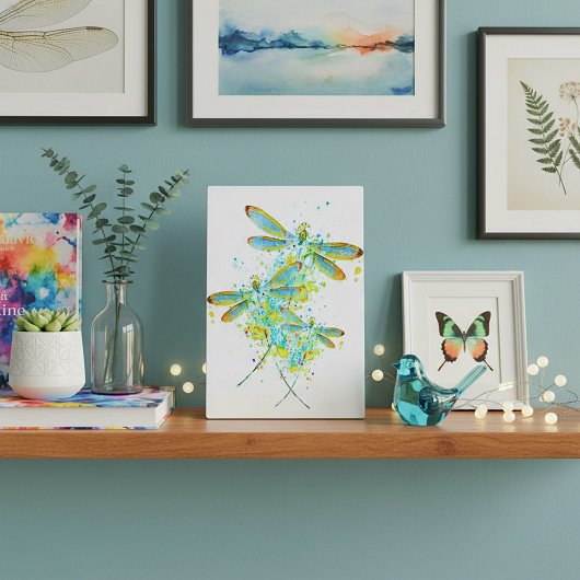 Plaque Photo Libellule sarcelle éclaboussure 