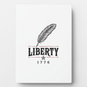 Plaque Photo Liberté 1776 Dessin vectoriel de plume patriotique