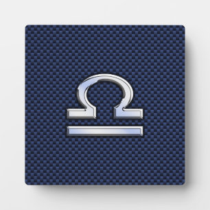 Plaque Photo Libra Zodiac Connexion en fibre de carbone bleu