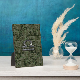 Plaque Photo Libra Zodiac Connexion Woodland Green camo numériq
