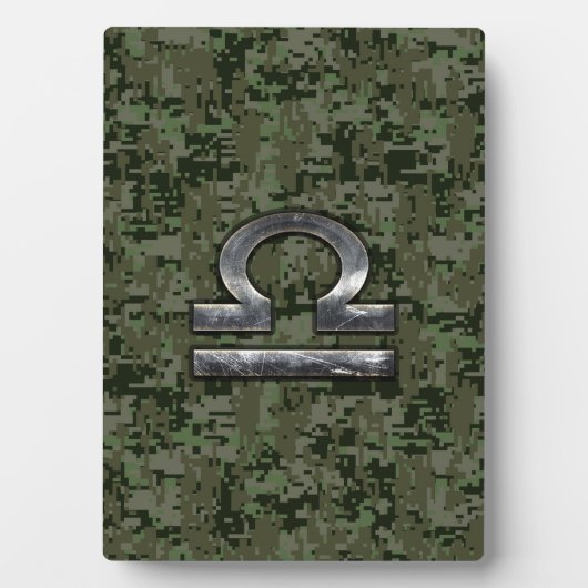 Plaque Photo Libra Zodiac Symbole de Green Digital Camouflage (Devant)