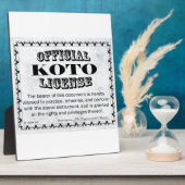 Plaque Photo Licence Koto (Côté)