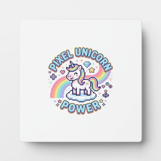 Plaque Photo Licorne Pixel Licorne Puissance Conception Graphiq (Devant)