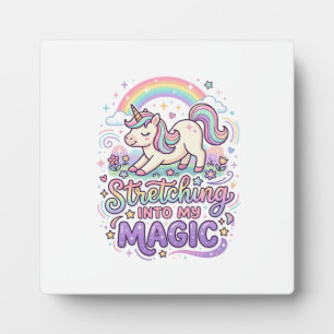Plaque Photo Licorne s'étirant dans ma typographie audacieuse m