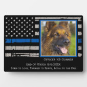 Plaque Photo Ligne Bleue Mince Chien de Police K9 (Devant)