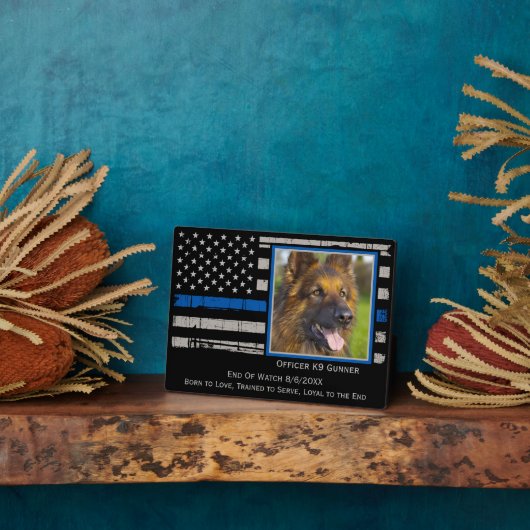 Plaque Photo Ligne Bleue Mince Chien de Police K9 (Côté)