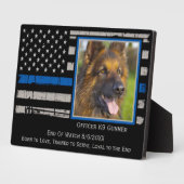Plaque Photo Ligne Bleue Mince Chien de Police K9 (Côté)