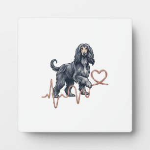 Plaque Photo Ligne de battement de coeur de chien Afghan Hound