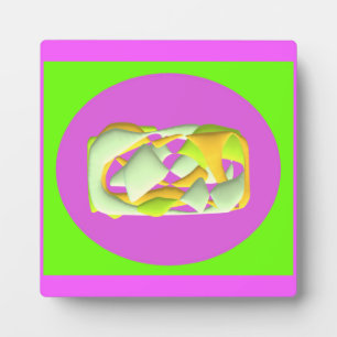 Plaque Photo Lime Vert et violet clair motifs