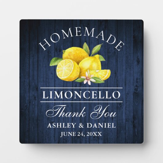 Plaque Photo Limoncello Lemons Blue Wood Imprimer Mariage (Devant)