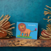 Plaque Photo Lion joyeux avec dessin animé de papillon (Côté)