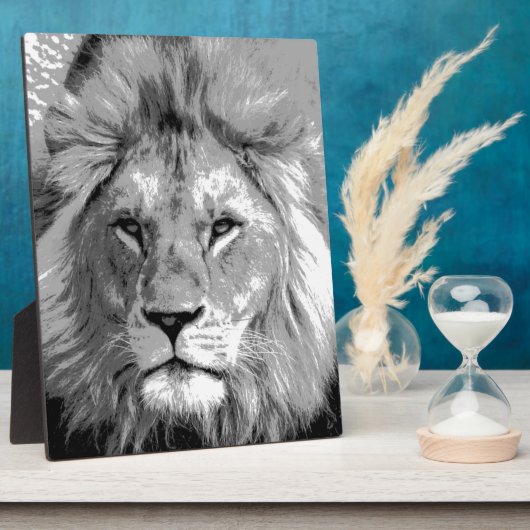 Plaque Photo Lion noir blanc (Côté)