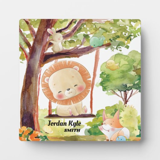 Plaque Photo Lion, Renard, Lapin et Oiseaux Brut Nature (Devant)