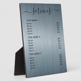 Plaque Photo Liste de prix professionnelle moderne pour les ent