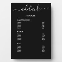 Liste des cheveux noirs Salon Liste des prix Menu