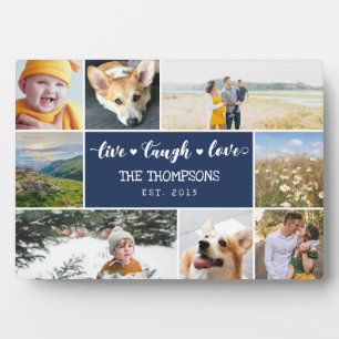 Plaque Photo Live Laugh Love Navy Blue Photo Collage