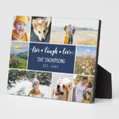 Plaque Photo Live Laugh Love Navy Blue Photo Collage (Côté)