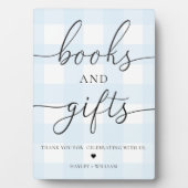 Plaque Photo Livres et cadeaux En vichy bleu (Devant)