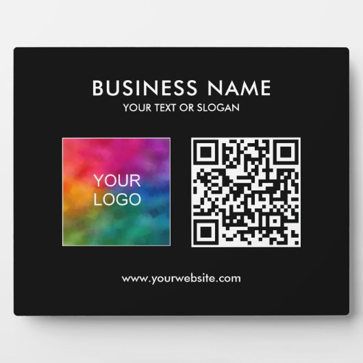 Plaque Photo Logo d'entreprise Code QR Modèle horizontal (Devant)