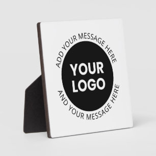 Plaque Photo Logo d'entreprise & Texte modifiable Blanc & Noir