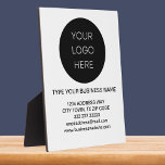 Plaque Photo Logo d'informations commerciales blanc minimaliste<br><div class="desc">Plaque moderne minimaliste simple personnalisable avec chevalet pour mettre votre nom d'entreprise. Utilisez-le comme matériel de marketing pour annoncer votre entreprise ou pour promouvoir votre marque auprès de vos clients ou clients. Texte noir sur arrière - plan blanc. Vous pouvez également effectuer d'autres modifications en fonction de vos préférences dans...</div>