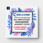 Plaque Photo Logo Employés Vaccinés Masque d'usure d'entreprise (Devant)