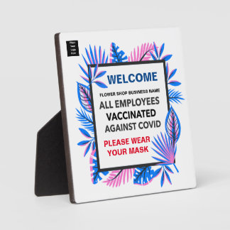 Plaque Photo Logo Employés Vaccinés Masque d'usure d'entreprise