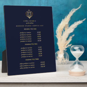 Plaque Photo logo Gold Lotus bleu Prix de massage spa