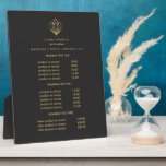 Plaque Photo Logo Gold Lotus gris | Prix de massage spa<br><div class="desc">Le design sous-estimé affiche vos services, liste de prix ou informations commerciales sous une illustration d'une fleur de lotus en feuilles d'or imitation et votre nom ou nom d'entreprise. Comprend trois en-têtes personnalisables et des champs de texte corps. Pour ajuster la disposition, entrez votre texte, puis utilisez la fonction Personnaliser...</div>