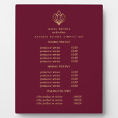 Plaque Photo Logo Gold Lotus ruby | Prix de massage spa (Devant)