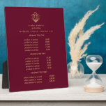 Plaque Photo Logo Gold Lotus ruby | Prix de massage spa<br><div class="desc">Le design sous-estimé affiche vos services, liste de prix ou informations commerciales sous une illustration d'une fleur de lotus en feuilles d'or imitation et votre nom ou nom d'entreprise. Comprend trois en-têtes personnalisables et des champs de texte corps. Pour ajuster la disposition, entrez votre texte, puis utilisez la fonction Personnaliser...</div>