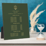 Plaque Photo logo Gold Lotus vert | Prix de massage spa<br><div class="desc">Le design sous-estimé affiche vos services, liste de prix ou informations commerciales sous une illustration d'une fleur de lotus en feuilles d'or imitation et votre nom ou nom d'entreprise. Comprend trois en-têtes personnalisables et des champs de texte corps. Pour ajuster la disposition, entrez votre texte, puis utilisez la fonction Personnaliser...</div>