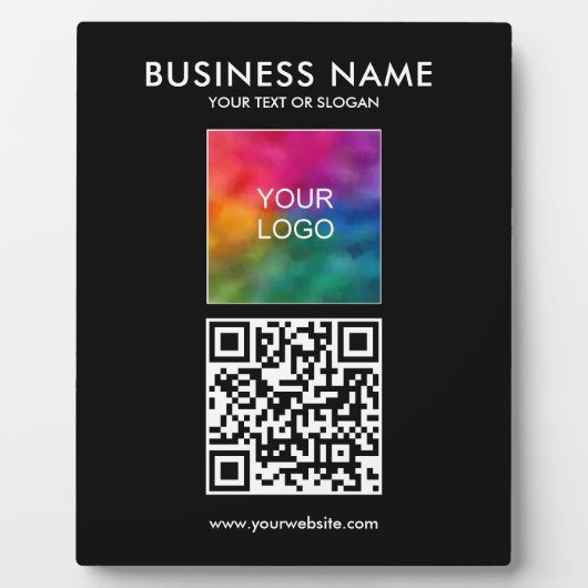 Plaque Photo Logo professionnel personnalisable Slogan QR Code  (Devant)
